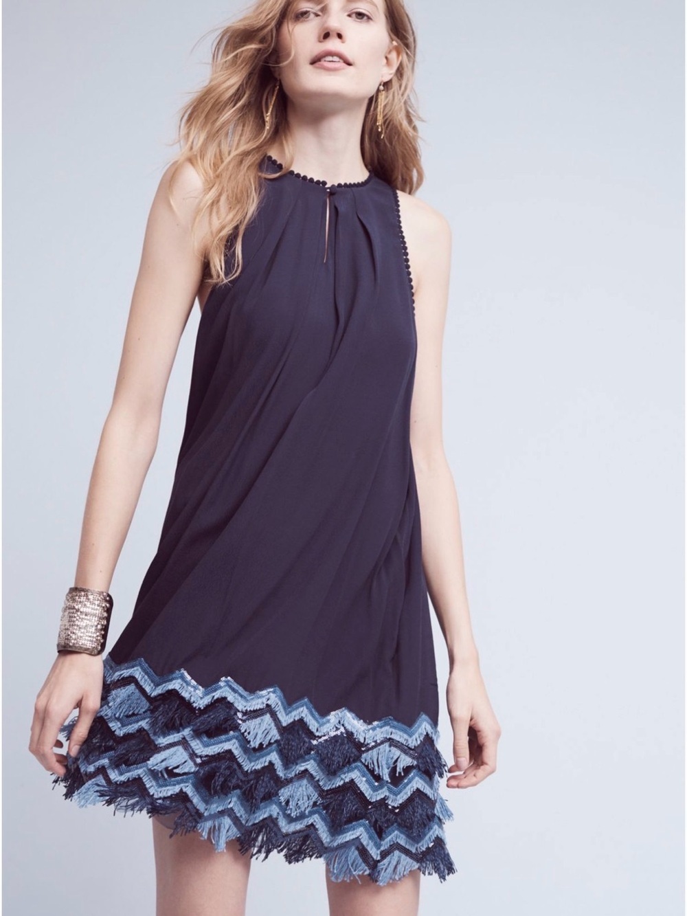 Anthropologie Maeve Navy and White Dress Label Detail